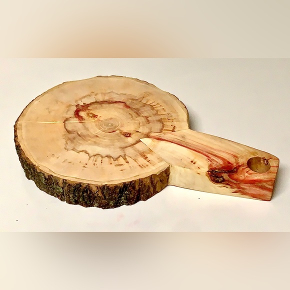 Raw Edge Live Wood Hand Crafted FLAMING BOX ELDER Handled Hot Pot Pad - Picture 13 of 14